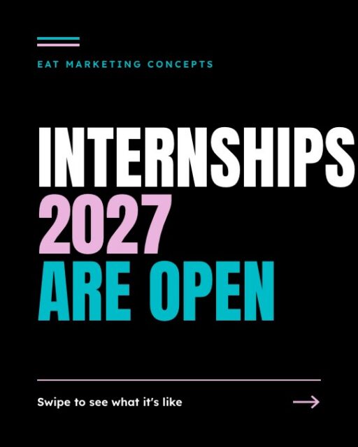 Internships at EMC are open for 2027! 🎉 Get real agency experience across social, content creation, influencers and PR.Swipe to see what it’s like, and tag someone who’d love this.How to apply 👇Applications close in one week.📧 Email your resume and a short cover letter to hello@eatmarketingconcepts.com and tell us why we should choose you 🫵🏼⏰ Don’t wait too long, applications close on Tuesday 3 November.